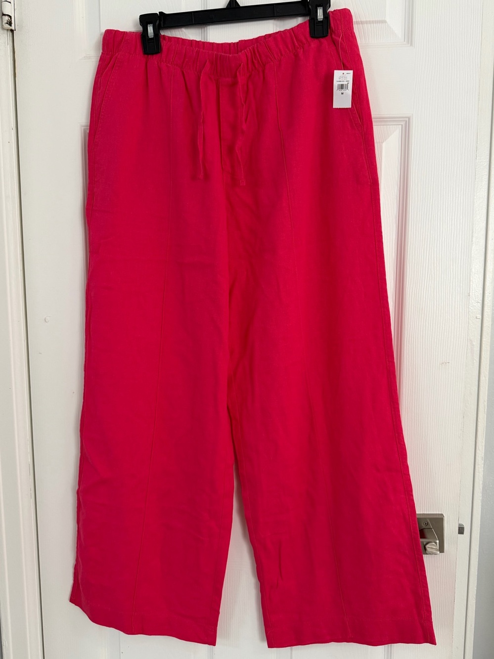 GAP linen-blend Wide-Leg in Bright Pink (M)